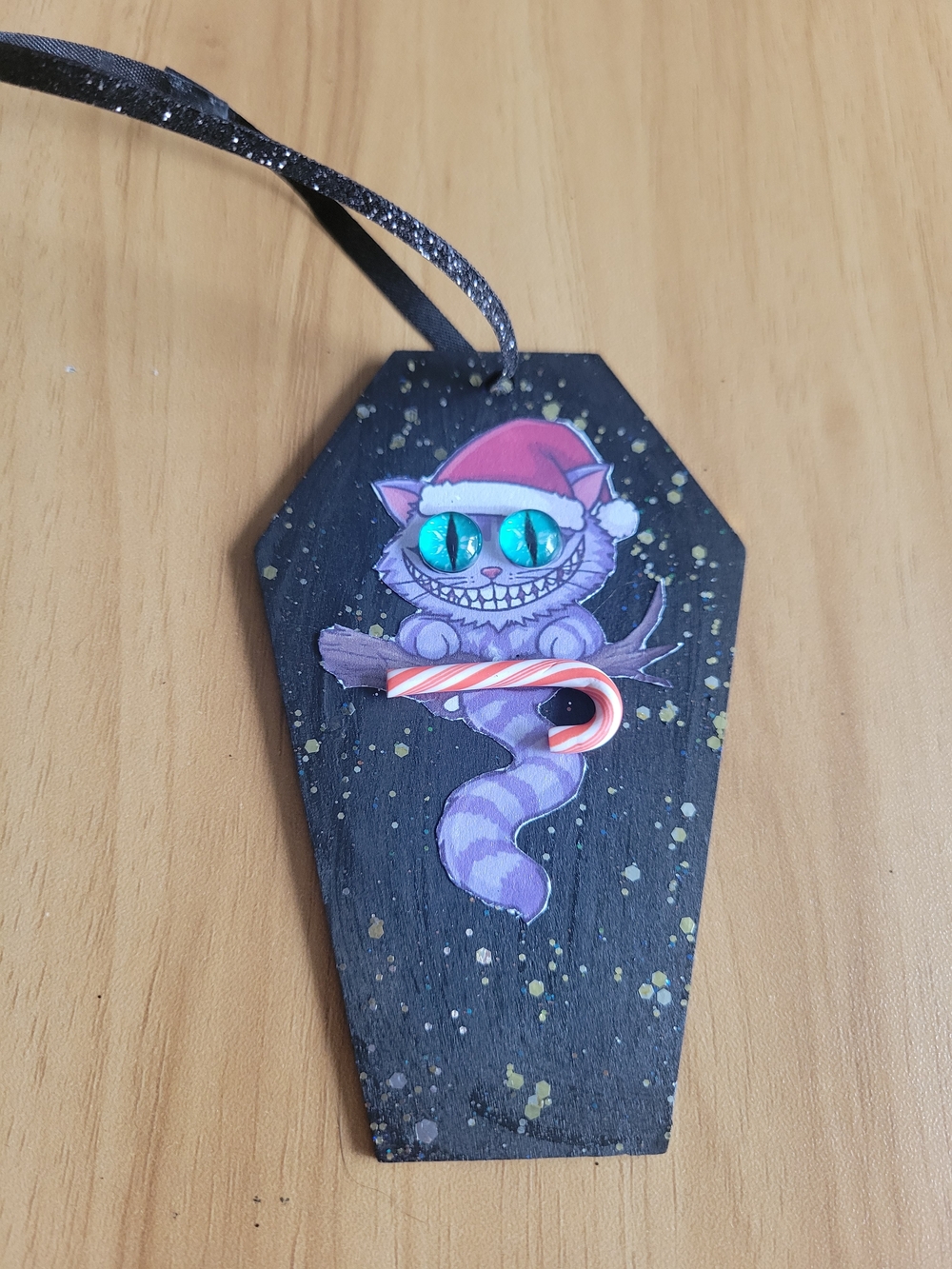 🧋NEW🧋Holiday Cheshire Cat Cat Ornament - Purple